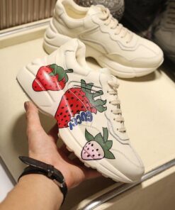 GUCCI RHYTON PRINT LEATHER SNEAKER