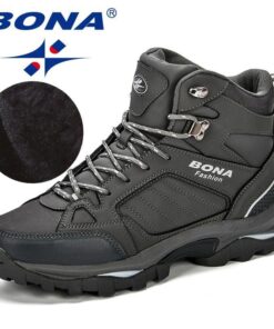 BONA Men Boots Anti-Skidding Leather Shoes Men Popular Comfy Spring Autumn Men Shoes Short Plush Snow Boots Durable Outsole