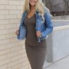 Midi Bodycon Dress-Walnut