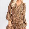Rouched Cheetah Dress