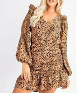 Rouched Cheetah Dress