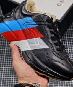 RHYTON WEB PRINT LEATHER SNEAKER ? BLACK