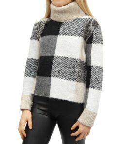 Plaid Turtleneck Pullover