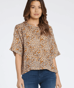 Dear John Denim- Moana Crew Neck Top in  Caramel Leopard