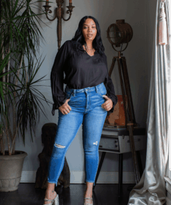 Kancan Denim- Claudia High Rise Ankle Skinny in Medium Wash Plus Size