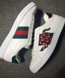 NEW ARRIVAL GUCCI WHITE SNAKE EMBROIDERED UNISEX OUTDOOR SNEAKER SHOES