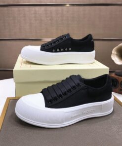 Alexander McQueen Black & White Deck Plimsoll Sneaker