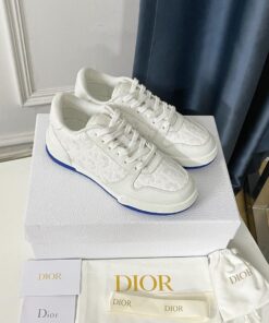 White Dior Oblique Perforated Calfskin Sneaker
