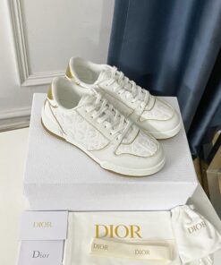 White Dior Oblique Perforated Calfskin Sneaker