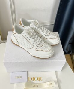 White Dior Oblique Perforated Calfskin Sneaker