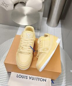 Louis Vuitton LV Trainer Grained Calf Leather Yellow Best Quality
