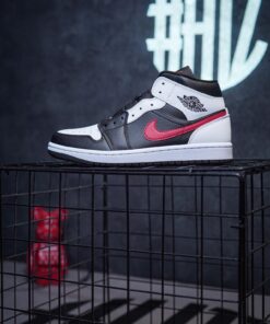 Nike Jordan 1 Mid Black Chile Red White Sneaker