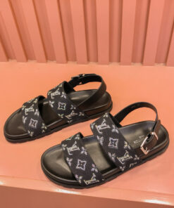 Louis Vuitton Two Straps Slides Sandals In Black/Purple