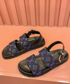 Louis Vuitton Two Straps Slides Sandals In Black/Blue