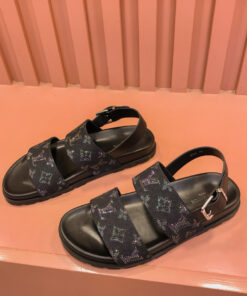 Louis Vuitton Two Straps Slides Sandals In Black/Multi