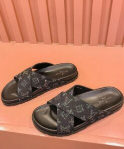 Louis Vuitton Crossover Straps Slides In Black/Multi