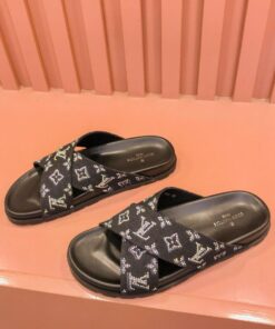 Louis Vuitton Crossover Straps Slides In Black/Purple