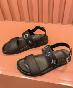 Louis Vuitton Mesh Monogram Two Straps Sandals In Black/White
