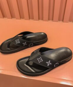Louis Vuitton Mesh Monogram Thong Slide In Black/White
