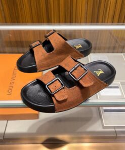 Louis Vuitton Monogram Flat Comfort Mule In Brown/Black