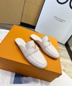 Louis Vuitton LV Capri Open Back Mule Loafer In White, Women