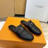Louis Vuitton Capri Open Back Loafer In Black Grain Calfskin