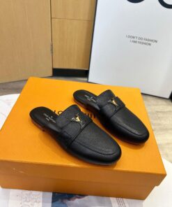 Louis Vuitton Capri Open Back Loafer In Black Grain Calfskin