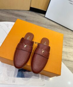 Louis Vuitton Capri Open Back Loafer In Brown Grain Calfskin