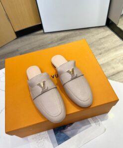 Louis Vuitton Capri Open Back Loafer In Beige Grain Calfskin