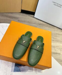 Louis Vuitton Capri Open Back Loafer In Green Grain Calfskin