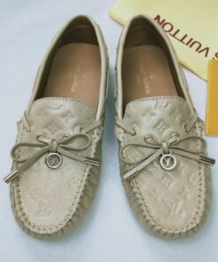 Louis Vuitton Gloria Flat Loafer Monogram Embossed Cowhide In Sage