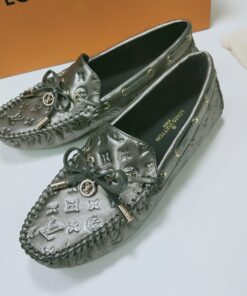 Louis Vuitton Gloria Flat Loafer Monogram Embossed Cowhide In Silver