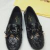 Louis Vuitton Gloria Flat Loafer Monogram Embossed Cowhide In Black
