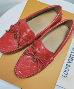 Louis Vuitton Gloria Flat Loafer Monogram Embossed Cowhide In Red