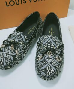 Louis Vuitton Gloria Flat Loafers 1854 Jacquard Textile In Black White