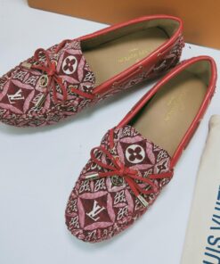Louis Vuitton Gloria Flat Loafers 1854 Jacquard Textile In Red White