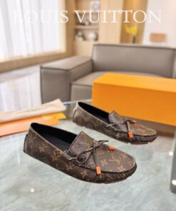 Louis Vuitton Gloria Flat Loafer In Cacao Brown/Orange