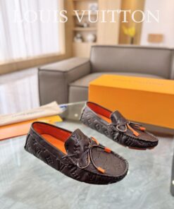 Louis Vuitton Gloria Flat Loafer In Debossed Brown/Orange