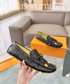 Louis Vuitton Gloria Flat Loafer In Debossed Black/Yellow