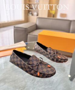 Louis Vuitton Gloria Flat Loafer In Damier Brown/Orange