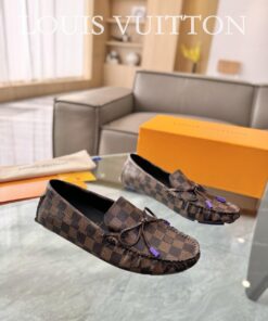 Louis Vuitton Gloria Flat Loafer In Damier Brown/Purple