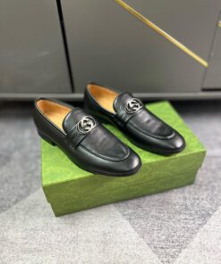 Gucci GG Interlocking Loafer In Black Leather