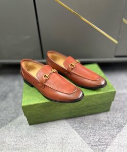 Gucci Horsebit Loafer In Bronze Leather