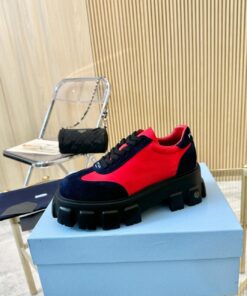 Prada thick-sole genuine leather shoes for couples