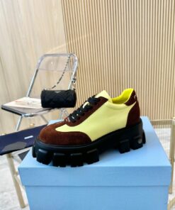 Prada thick-sole genuine leather shoes for couples