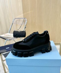 Prada thick-sole genuine leather shoes for couples