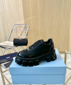 Prada thick-sole genuine leather shoes for couples