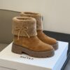 CELINE BULKY CROPPED BOOT WITH TRIOMPHE TASSELS IN SUEDE CALFSKIN AND SHEARLING
