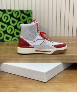 DOLCE & GABBANA Calfskin New Roma high-top sneakers with fusible rhinestones