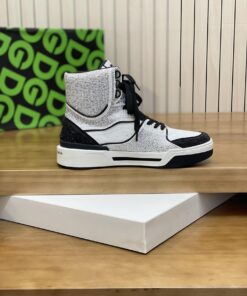 DOLCE & GABBANA Calfskin New Roma high-top sneakers with fusible rhinestones